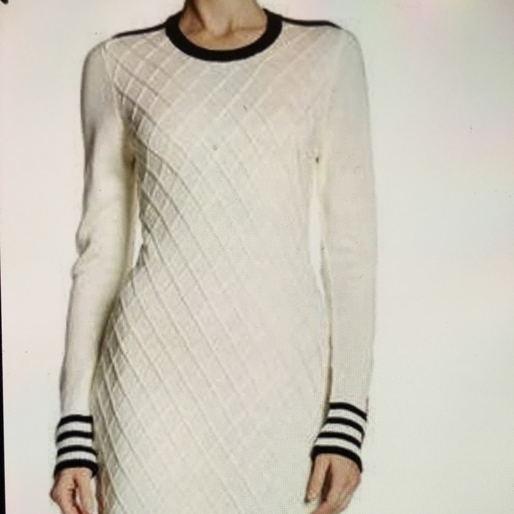 Tommy Hilfiger Womens Size M Long Sleeve Textured Knit Sweater Dress Cream